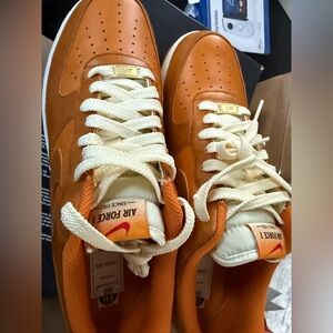 Nike Air Force 1 Orange and Cream Athletic Shoes
